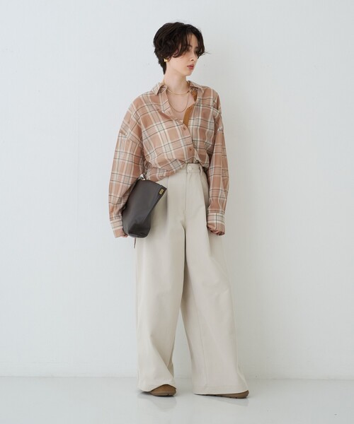 Rouge vif(ルージュヴィフ)の「P/R強撚シアーチェック2WAYシャツ/カシュクールシャツ(シャツ/ブラウス・レディース・グリーン/ベージュ・フリー)」の17枚目の写真