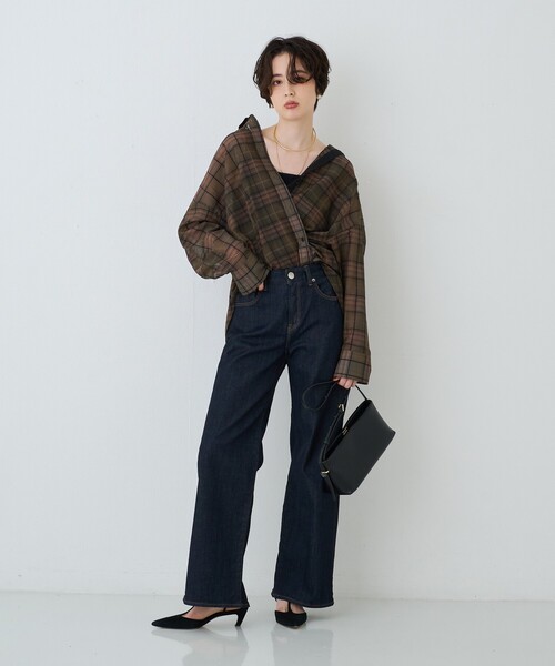 Rouge vif(ルージュヴィフ)の「P/R強撚シアーチェック2WAYシャツ/カシュクールシャツ(シャツ/ブラウス・レディース・グリーン/ベージュ・フリー)」の18枚目の写真