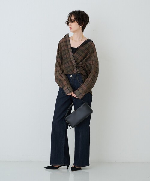Rouge vif(ルージュヴィフ)の「P/R強撚シアーチェック2WAYシャツ/カシュクールシャツ(シャツ/ブラウス・レディース・グリーン/ベージュ・フリー)」の19枚目の写真