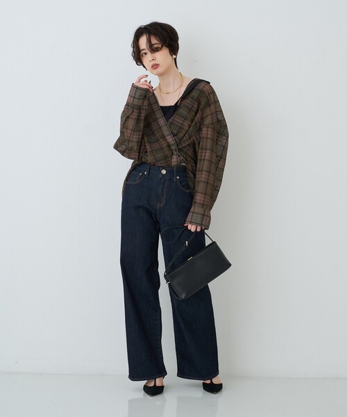 Rouge vif(ルージュヴィフ)の「P/R強撚シアーチェック2WAYシャツ/カシュクールシャツ(シャツ/ブラウス・レディース・グリーン/ベージュ・フリー)」の20枚目の写真