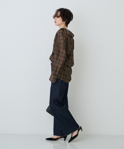 Rouge vif(ルージュヴィフ)の「P/R強撚シアーチェック2WAYシャツ/カシュクールシャツ(シャツ/ブラウス・レディース・グリーン/ベージュ・フリー)」の22枚目の写真