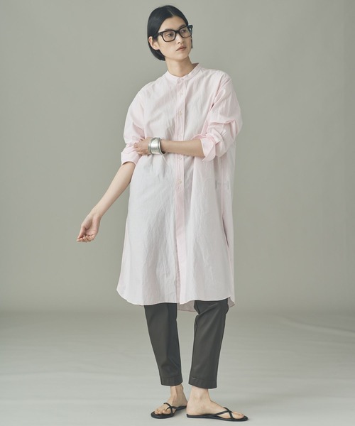 Curensology(カレンソロジー)の「Curensology(カレンソロジー)/<C.S.G>コットンシルクバンドカラーシャツ(シャツ/ブラウス・レディース・ホワイト/ライトピンク・FREE)」の11枚目の写真