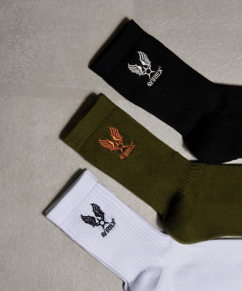 AVIREX】AX AIR FORCE EMBROIDERY 3P SOCKS クルーソックス 3Pセット