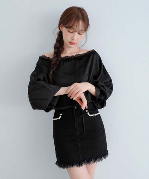 by muni:r(バイ ムニール)の「パールポケットデニムスカート/2026 AW COLLECTION(デニムスカート・レディース・ブラック・SMALL/MEDIUM)」の7枚目の写真