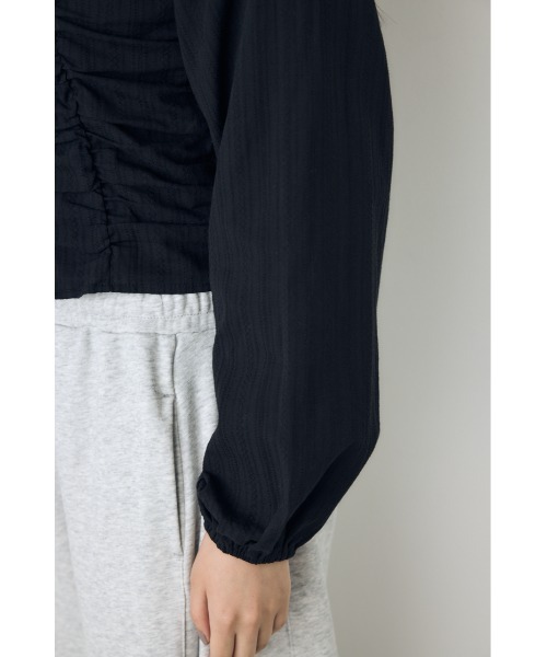 AZUL by moussy(アズールバイマウジー)の「【身長/骨格別着用画像あり】2WAYオフショルダブルジップドビーブラウス パフスリーブ 長袖 夏服 秋服(シャツ/ブラウス・レディース・オフホワイト/レッド/ブラック・FREE)」の14枚目の写真