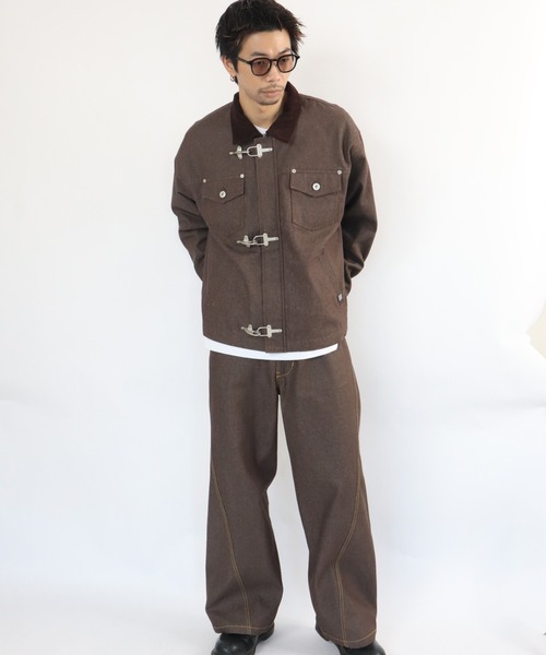 VISION STREET WEAR(ヴィジョンストリートウェア)の「Rigid denim fireman jacket / リジッドデニムファイヤーマンジャケット(デニムジャケット・メンズ・ネイビー/ブラック/ブラウン・X-LARGE/MEDIUM/LARGE)」の21枚目の写真