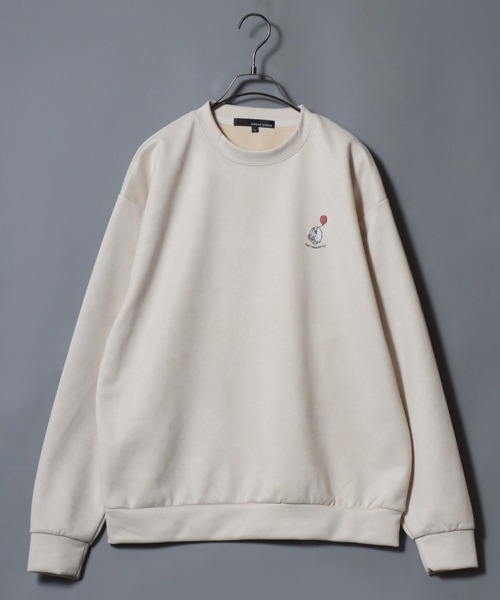 ANPAS（アンパス）の「Cut Suede Sweatshirt with Ghost & Cat Embroidery / カットスエード おばけ&ねこ ワンポイント胸刺繍トレーナー レディース メンズ ユニセックス スウェット 猫 ネコ オバケ（スウェット・メンズ・グレー系1/グレー系2/アイボリー系1/アイボリー系2/サックスブルー系1/サックスブルー系2・M/L）」の9枚目の写真
