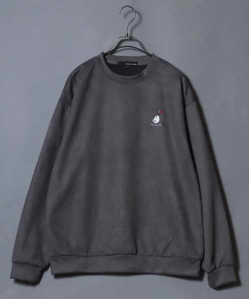 ANPAS(アンパス)の「Cut Suede Sweatshirt with Ghost & Cat Embroidery / カットスエード おばけ&ねこ ワンポイント胸刺繍トレーナー レディース メンズ ユニセックス スウェット 猫 ネコ オバケ(スウェット・メンズ・グレー系1/グレー系2/アイボリー系1/アイボリー系2/サックスブルー系1/サックスブルー系2・M/L)」の16枚目の写真