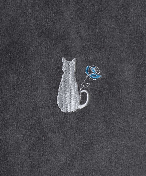ANPAS（アンパス）の「Cut Suede Sweatshirt with Ghost & Cat Embroidery / カットスエード おばけ&ねこ ワンポイント胸刺繍トレーナー レディース メンズ ユニセックス スウェット 猫 ネコ オバケ（スウェット・メンズ・グレー系1/グレー系2/アイボリー系1/アイボリー系2/サックスブルー系1/サックスブルー系2・M/L）」の21枚目の写真