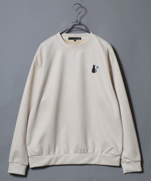 ANPAS（アンパス）の「Cut Suede Sweatshirt with Ghost & Cat Embroidery / カットスエード おばけ&ねこ ワンポイント胸刺繍トレーナー レディース メンズ ユニセックス スウェット 猫 ネコ オバケ（スウェット・メンズ・グレー系1/グレー系2/アイボリー系1/アイボリー系2/サックスブルー系1/サックスブルー系2・M/L）」の12枚目の写真