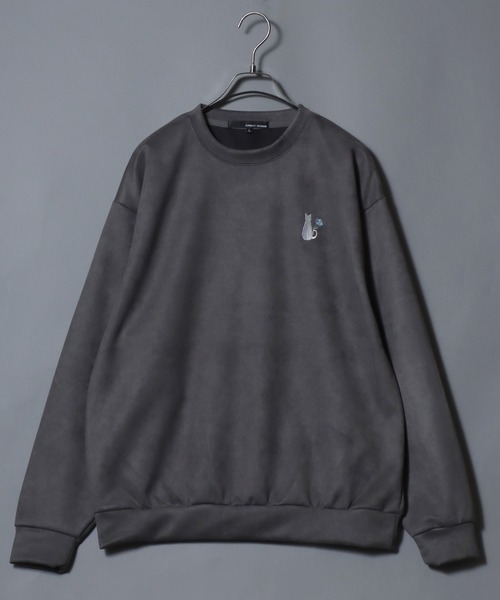 ANPAS（アンパス）の「Cut Suede Sweatshirt with Ghost & Cat Embroidery / カットスエード おばけ&ねこ ワンポイント胸刺繍トレーナー レディース メンズ ユニセックス スウェット 猫 ネコ オバケ（スウェット・メンズ・グレー系1/グレー系2/アイボリー系1/アイボリー系2/サックスブルー系1/サックスブルー系2・M/L）」の19枚目の写真
