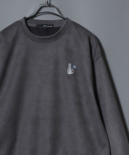 ANPAS（アンパス）の「Cut Suede Sweatshirt with Ghost & Cat Embroidery / カットスエード おばけ&ねこ ワンポイント胸刺繍トレーナー レディース メンズ ユニセックス スウェット 猫 ネコ オバケ（スウェット・メンズ・グレー系1/グレー系2/アイボリー系1/アイボリー系2/サックスブルー系1/サックスブルー系2・M/L）」の18枚目の写真