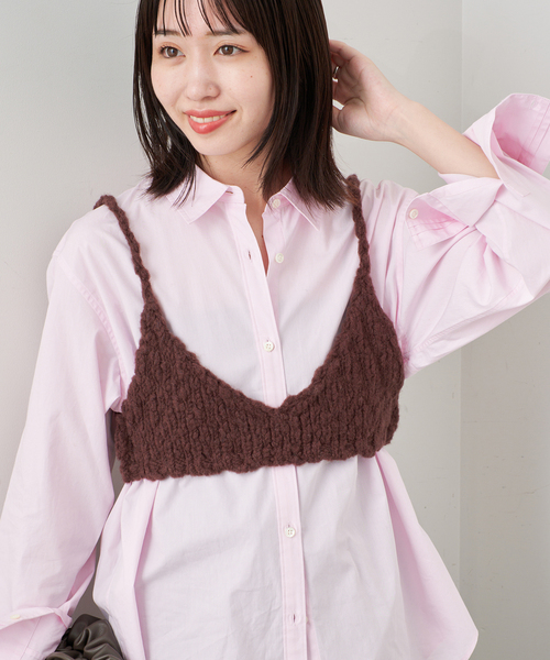 SLOBE IENA(スローブイエナ)の「ローゲージニットブラ(ニット/セーター・レディース・アイボリー/ブラウン・FREE)」の2枚目の写真