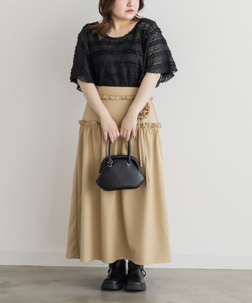 CLETTE(クレット)の「ローズモチーフフレアスカート(スカート・レディース・ブラック/ベージュ/ブラウン・LL/3L/4L)」の12枚目の写真