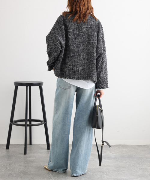 journal standard L'essage(ジャーナルスタンダードレサージュ)の「【一部店舗&WEB限定】GIOLICAツイードドルマンジャケット(ノーカラージャケット・レディース・ベージュ/ブラック系その他・FREE)」の10枚目の写真