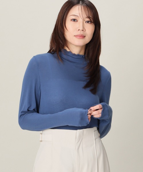 GLACIER lusso(グラシアルッソ)の「メローハイネック(Tシャツ/カットソー・レディース・ダークブルー/アイボリー/ブラック/レッド/杢グレー・L/LL/M/S)」の4枚目の写真