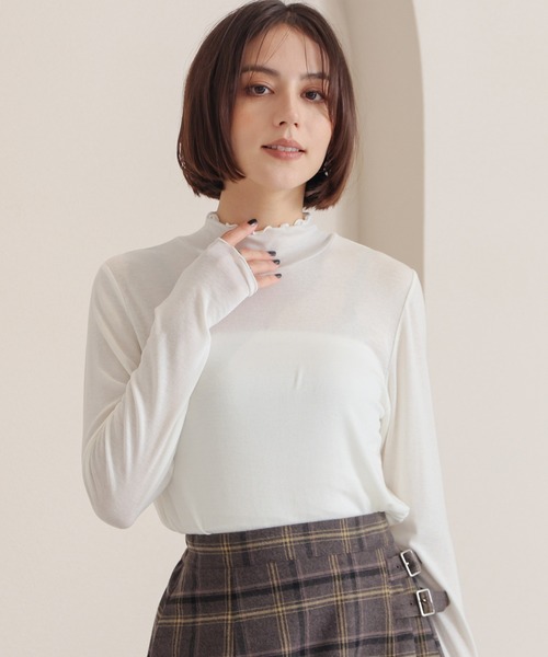 GLACIER lusso(グラシアルッソ)の「メローハイネック(Tシャツ/カットソー・レディース・ダークブルー/アイボリー/ブラック/レッド/杢グレー・L/LL/M/S)」の1枚目の写真