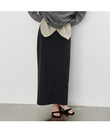 Silk back slit long skirt