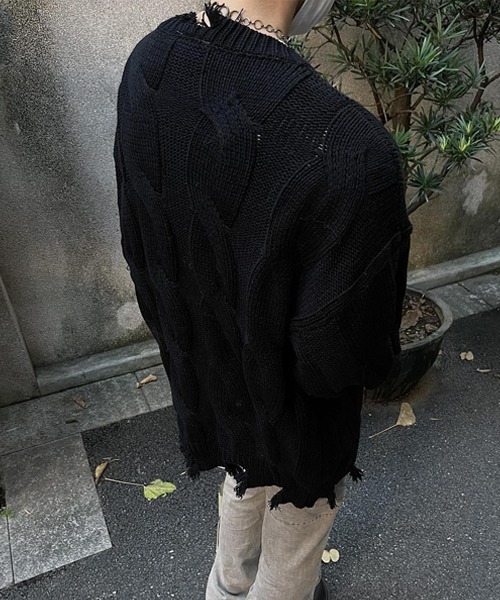 Ressaca(レサーカ)の「ダメージ加工ジップニットカーディガン(カーディガン/ボレロ・メンズ・グレー/ブラック・M/L)」の13枚目の写真