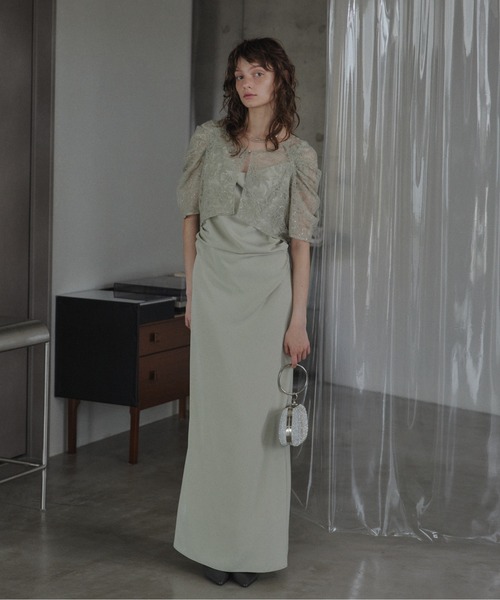 LE'RURE(リルアー)の「Lace bolero set drepe dress(ドレス・レディース・イエロー系その他/チャコール/グリーン系その他・SMALL/MEDIUM/TALL)」の2枚目の写真