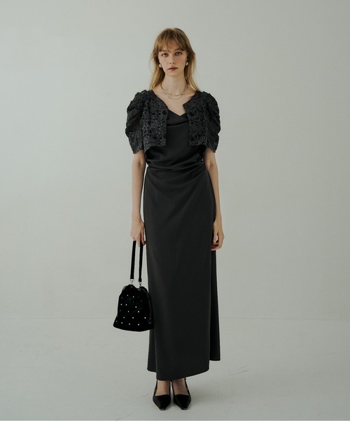 LE'RURE(リルアー)の「Lace bolero set drepe dress(ドレス・レディース・イエロー系その他/チャコール/グリーン系その他・SMALL/MEDIUM/TALL)」の1枚目の写真