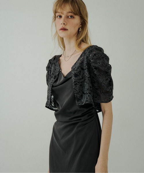 LE'RURE(リルアー)の「Lace bolero set drepe dress(ドレス・レディース・イエロー系その他/チャコール/グリーン系その他・SMALL/MEDIUM/TALL)」の20枚目の写真
