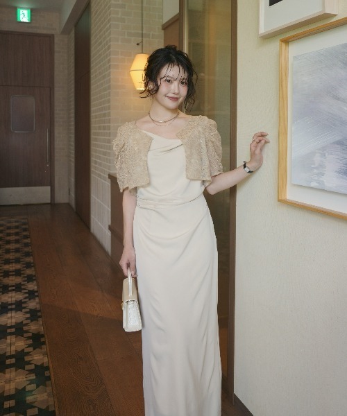 LE'RURE(リルアー)の「Lace bolero set drepe dress(ドレス・レディース・イエロー系その他/チャコール/グリーン系その他・SMALL/MEDIUM/TALL)」の9枚目の写真