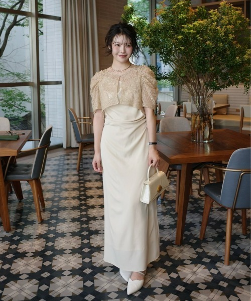 LE'RURE(リルアー)の「Lace bolero set drepe dress(ドレス・レディース・イエロー系その他/チャコール/グリーン系その他・SMALL/MEDIUM/TALL)」の8枚目の写真