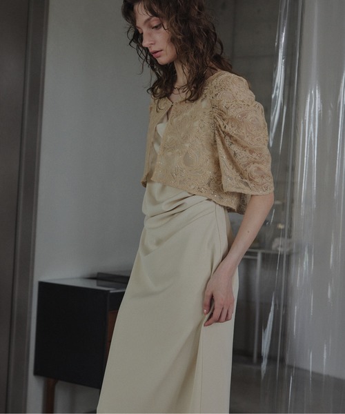 LE'RURE(リルアー)の「Lace bolero set drepe dress(ドレス・レディース・イエロー系その他/チャコール/グリーン系その他・SMALL/MEDIUM/TALL)」の12枚目の写真
