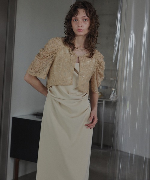 LE'RURE(リルアー)の「Lace bolero set drepe dress(ドレス・レディース・イエロー系その他/チャコール/グリーン系その他・SMALL/MEDIUM/TALL)」の13枚目の写真