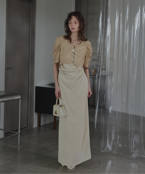 LE'RURE(リルアー)の「Lace bolero set drepe dress(ドレス・レディース・イエロー系その他/チャコール/グリーン系その他・SMALL/MEDIUM/TALL)」の14枚目の写真