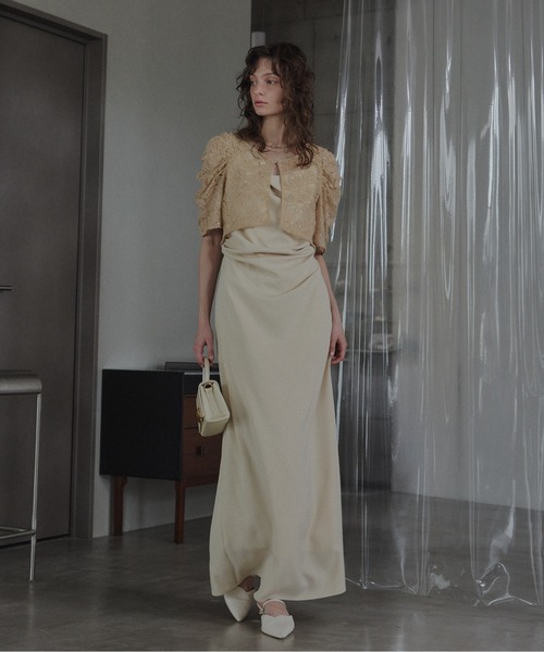 LE'RURE(リルアー)の「Lace bolero set drepe dress(ドレス・レディース・イエロー系その他/チャコール/グリーン系その他・SMALL/MEDIUM/TALL)」の16枚目の写真