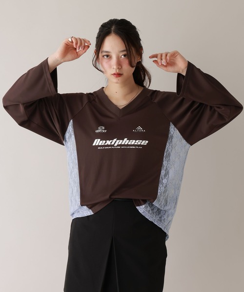 RAGEBLUE(レイジブルー)の「サイドレース切替ゲームシャツ(Tシャツ/カットソー・レディース・ブラック/ブラウン・FREE)」の10枚目の写真