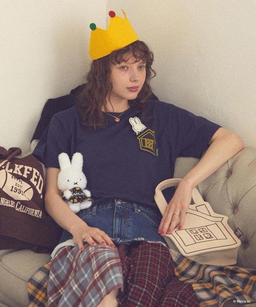 Miffy( ミッフィー)の「MILKFED. × MIFFY AND MELANIE S/S TEE(Tシャツ/カットソー・レディース・ホワイト/ネイビー・ONE SIZE)」の1枚目の写真
