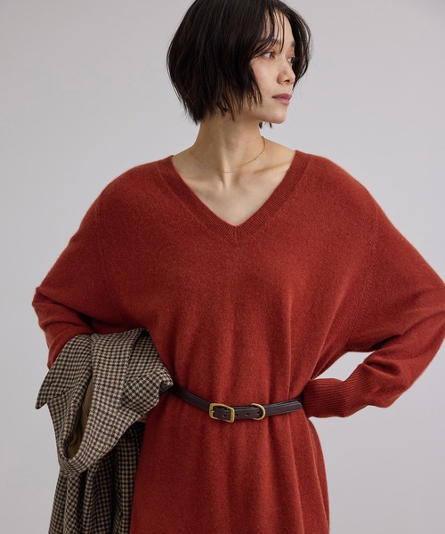 SALON adam et rope'(サロン アダム エ ロペ)の「カシミヤニットワンピース(ワンピース・レディース・ネイビー/レンガ/カーキ/ブルー系その他4・FREE)」の13枚目の写真