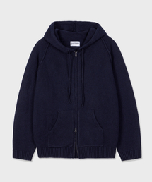 [unisex] ツーウェイニットフードジップアップ ネイビー