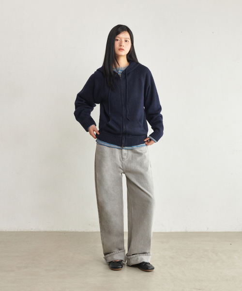 GLW（ジーエルダブリュ）の「[unisex] ツーウェイニットフードジップアップ ネイビー（パーカー・レディース・その他・LARGE/X-LARGE/SMALL/MEDIUM）」の4枚目の写真