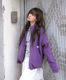リバーシブルチェックボアジャケット ジップアップ パープル MDJK041PURPLE