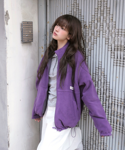 MONGDOL(モンドル)の「リバーシブルチェックボアジャケット ジップアップ パープル MDJK041PURPLE(その他アウター・レディース・その他・F)」の1枚目の写真