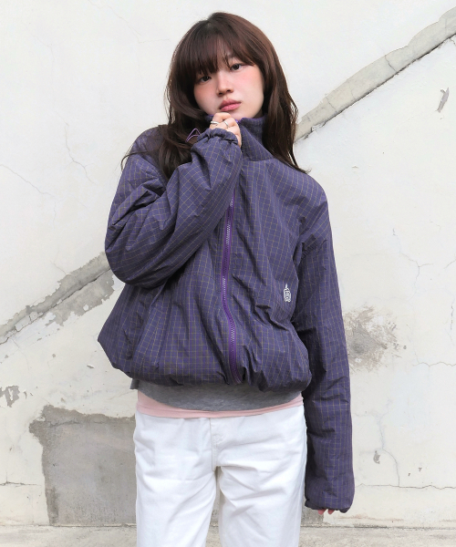MONGDOL(モンドル)の「リバーシブルチェックボアジャケット ジップアップ パープル MDJK041PURPLE(その他アウター・レディース・その他・F)」の2枚目の写真
