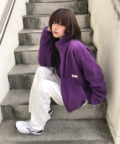 MONGDOL(モンドル)の「リバーシブルチェックボアジャケット ジップアップ パープル MDJK041PURPLE(その他アウター・レディース・その他・F)」の3枚目の写真
