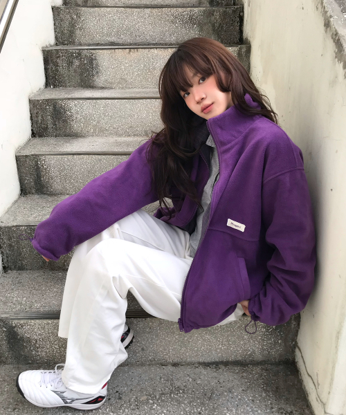 MONGDOL(モンドル)の「リバーシブルチェックボアジャケット ジップアップ パープル MDJK041PURPLE(その他アウター・レディース・その他・F)」の4枚目の写真