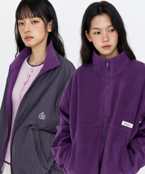 MONGDOL(モンドル)の「リバーシブルチェックボアジャケット ジップアップ パープル MDJK041PURPLE(その他アウター・レディース・その他・F)」の5枚目の写真