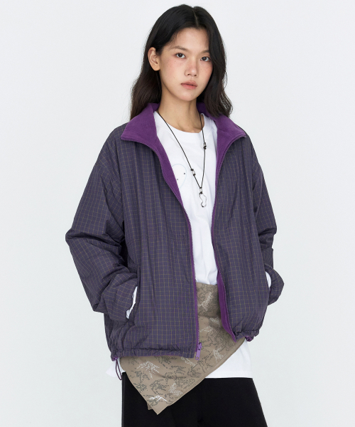 MONGDOL(モンドル)の「リバーシブルチェックボアジャケット ジップアップ パープル MDJK041PURPLE(その他アウター・レディース・その他・F)」の10枚目の写真