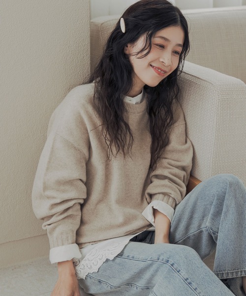 URBAN RESEARCH DOORS(アーバンリサーチドアーズ)の「ハミルトンウールーワイドプルオーバー(ニット/セーター・レディース・レッド/イエロー系その他/ライトベージュ・FREE)」の2枚目の写真