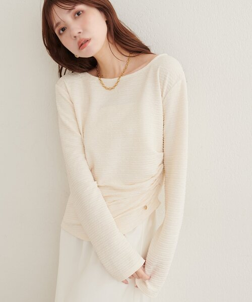 natural couture（ナチュラルクチュール）の「アシメドレーププルオーバー（Tシャツ/カットソー・レディース・ピンク/サックスブルー/ボルドー/ブラウン/アイボリー/ブラック・FREE）」の10枚目の写真