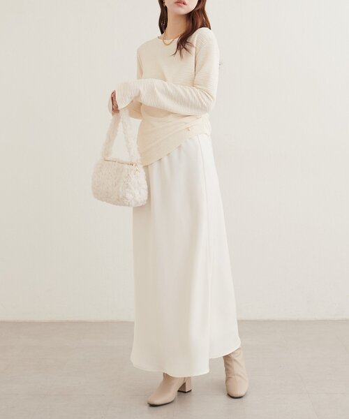 natural couture（ナチュラルクチュール）の「アシメドレーププルオーバー（Tシャツ/カットソー・レディース・ピンク/サックスブルー/ボルドー/ブラウン/アイボリー/ブラック・FREE）」の11枚目の写真