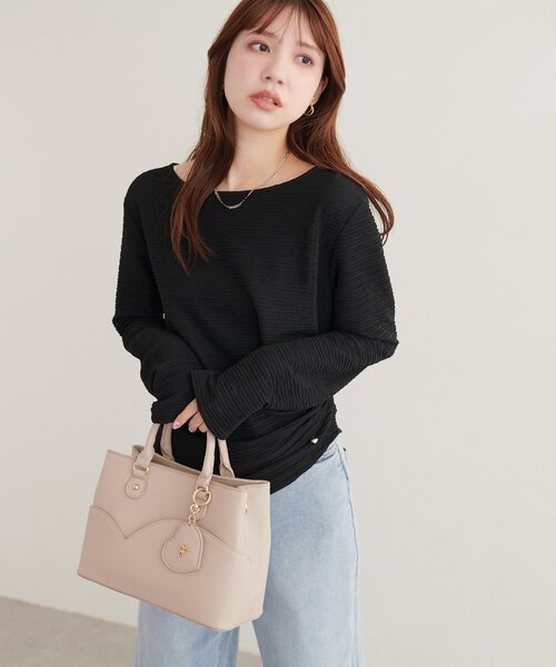 natural couture（ナチュラルクチュール）の「アシメドレーププルオーバー（Tシャツ/カットソー・レディース・ピンク/サックスブルー/ボルドー/ブラウン/アイボリー/ブラック・FREE）」の16枚目の写真