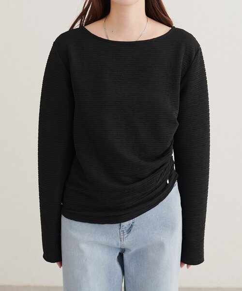 natural couture（ナチュラルクチュール）の「アシメドレーププルオーバー（Tシャツ/カットソー・レディース・ピンク/サックスブルー/ボルドー/ブラウン/アイボリー/ブラック・FREE）」の18枚目の写真