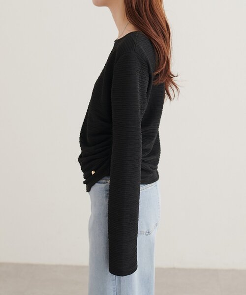 natural couture（ナチュラルクチュール）の「アシメドレーププルオーバー（Tシャツ/カットソー・レディース・ピンク/サックスブルー/ボルドー/ブラウン/アイボリー/ブラック・FREE）」の19枚目の写真